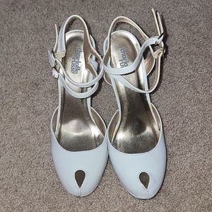 White pumps ankle straps heels